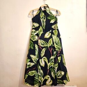 Ann Taylor Blue Floral Halter Top Dress, Size Petite 12